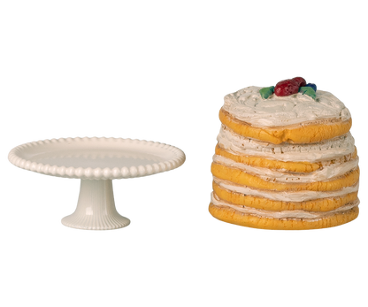 Party Cake and Stand, Mouse - Off White