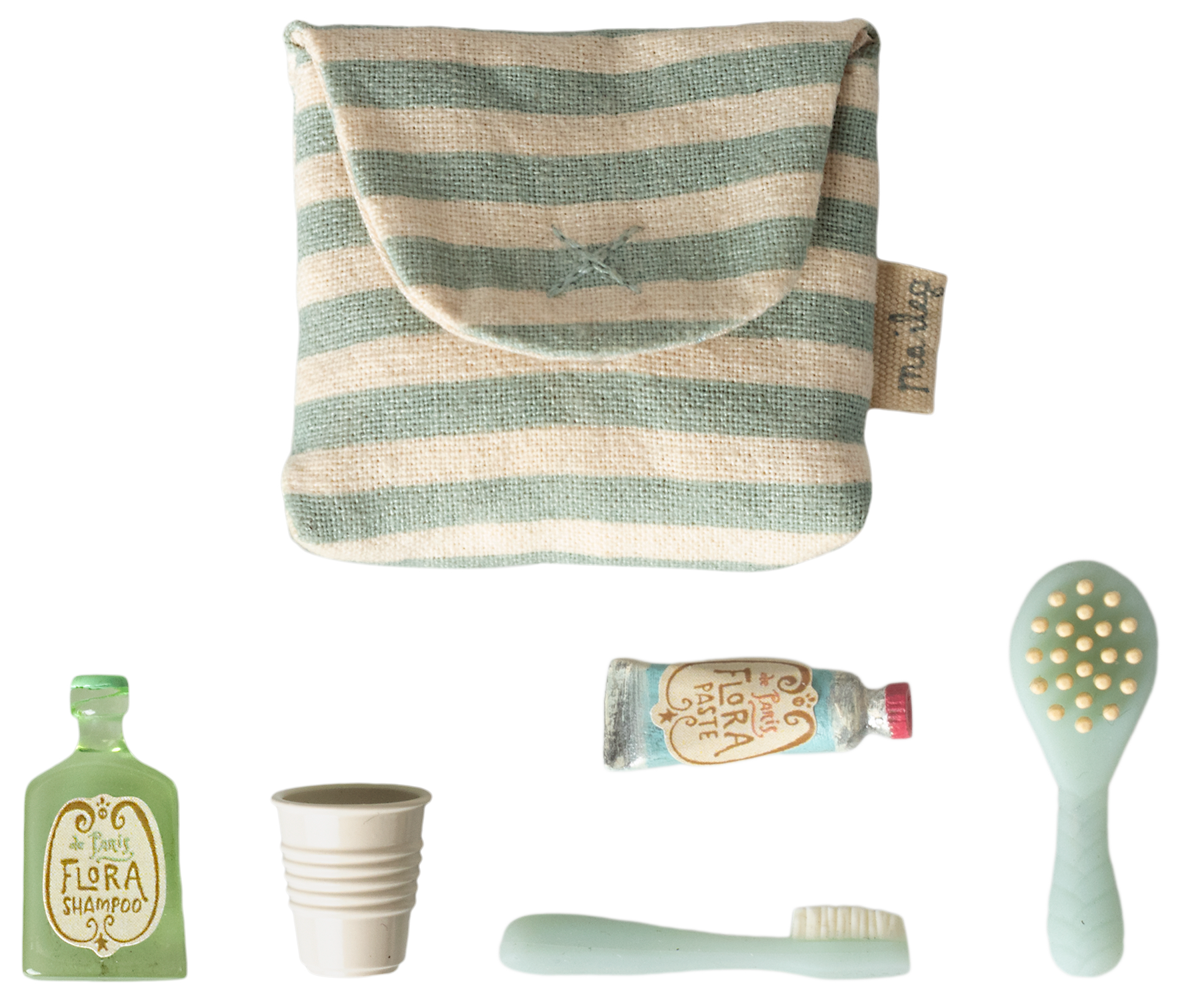 Toothbrush Set in Bag, Mouse - Blue Stripe