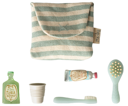 Toothbrush Set in Bag, Mouse - Blue Stripe