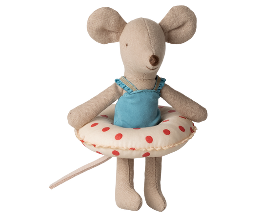 Beach Mouse With float, Little Sister - Red Dots