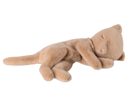 Sleeping Kitten Plush - Small - Cream Peach