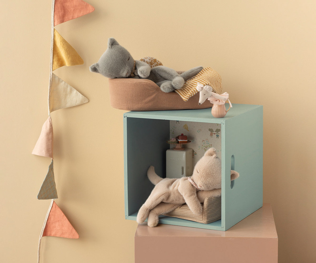 Sleeping Kitten Plush - Small - Grey