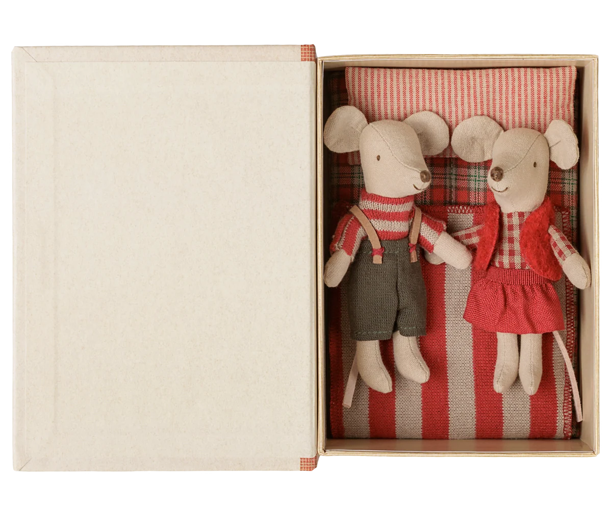 Christmas Twin Mice, Little Sister and Brother in a Book