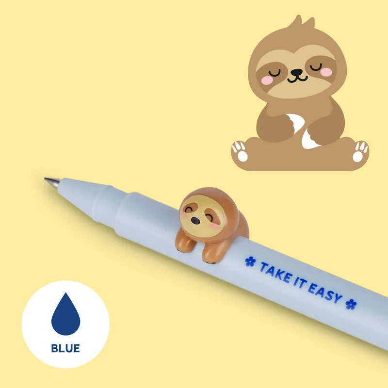 Legami Gel Pen With Sloth Decoration - Blue Ink - Take It Easy