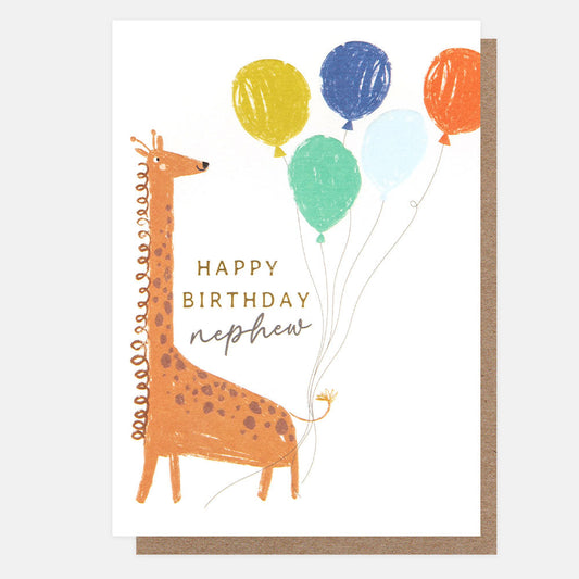 Happy Birthday Nephew Giraffe & Balloons