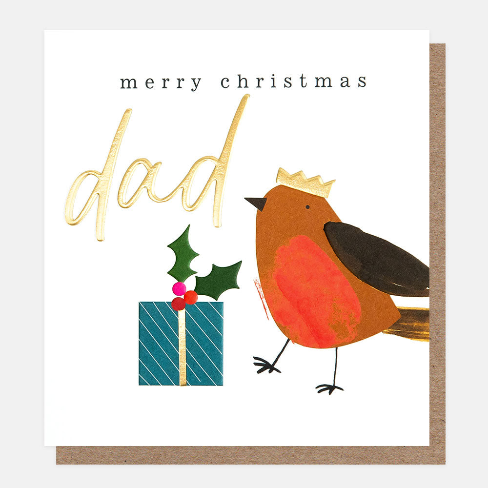 Robin and Present Merry Christmas Dad Card