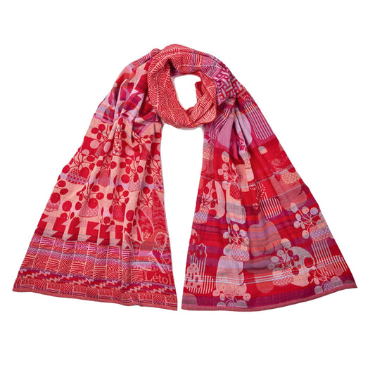 French Jacquard Scarf  - Celine Rouge