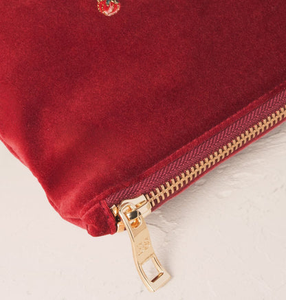 Camellia Romance Mini Pouch - Cranberry Velvet