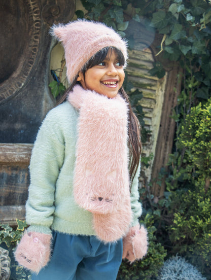 Clara Cat Fluffy Gloves - 3-6 Years
