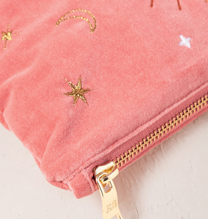 Celestial Eye Coral Velvet Everyday Pouch