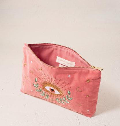 Celestial Eye Coral Velvet Everyday Pouch