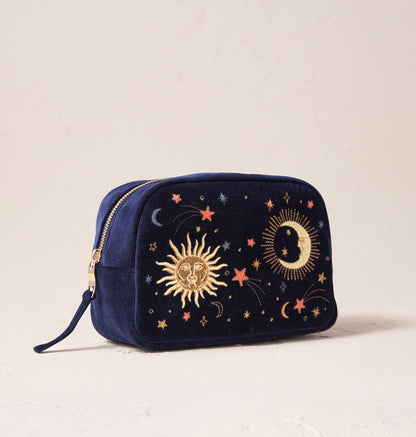 Celestial Navy Velvet Makeup Bag