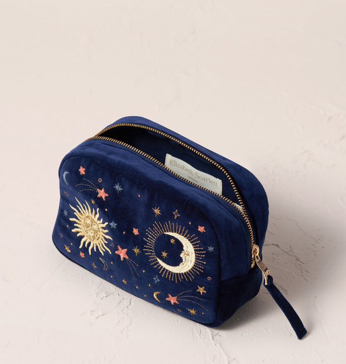 Celestial Navy Velvet Makeup Bag