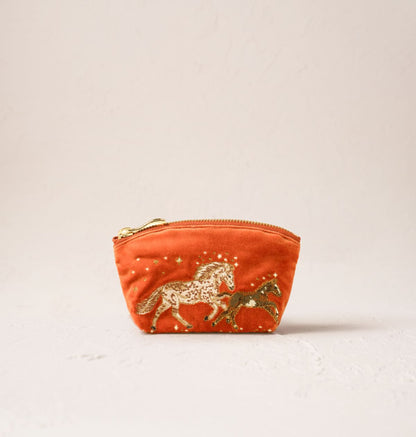 Celestial Wild Horses Coin Purse - Terracotta
