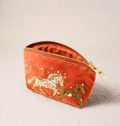 Celestial Wild Horses Coin Purse - Terracotta