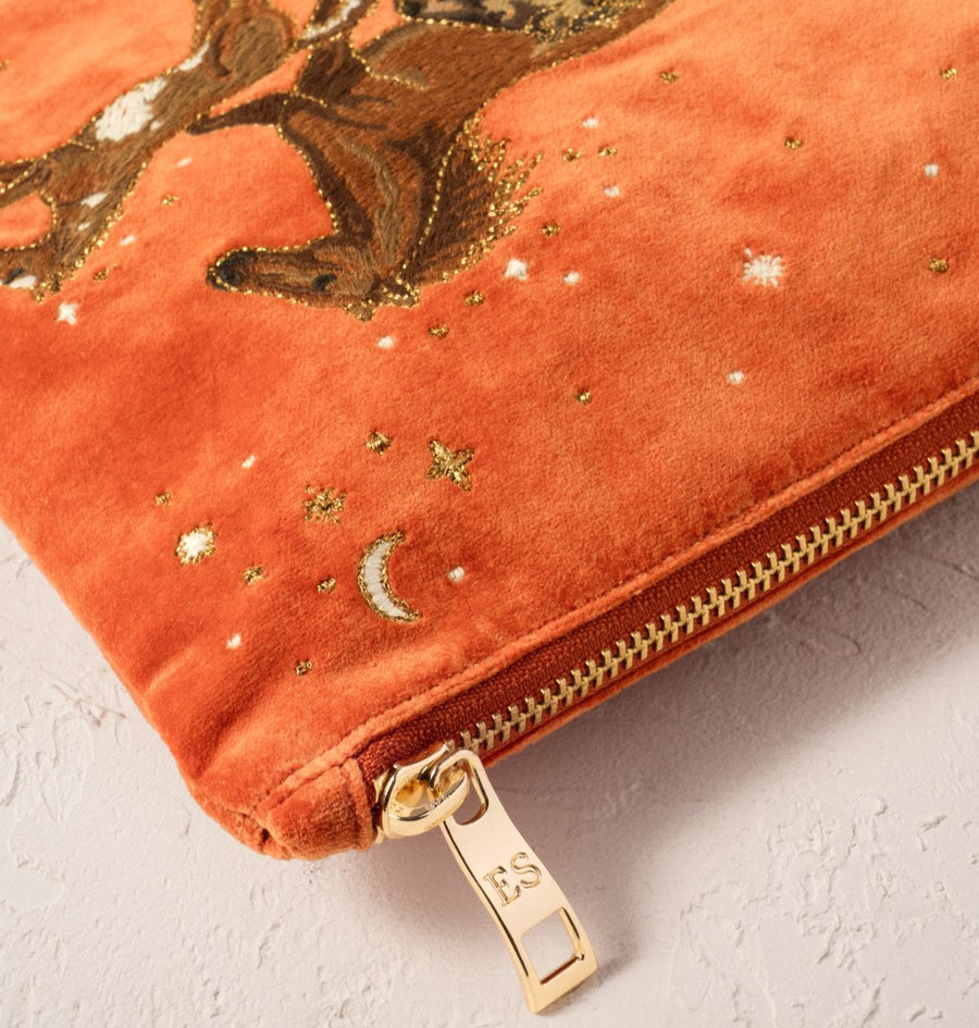Celestial Wild Horses Velvet Everyday Pouch - Terracotta