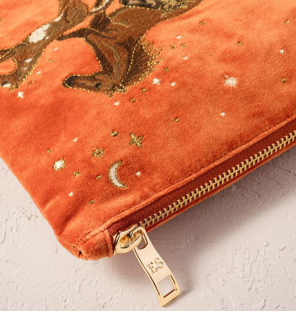 Celestial Wild Horses Velvet Everyday Pouch - Terracotta