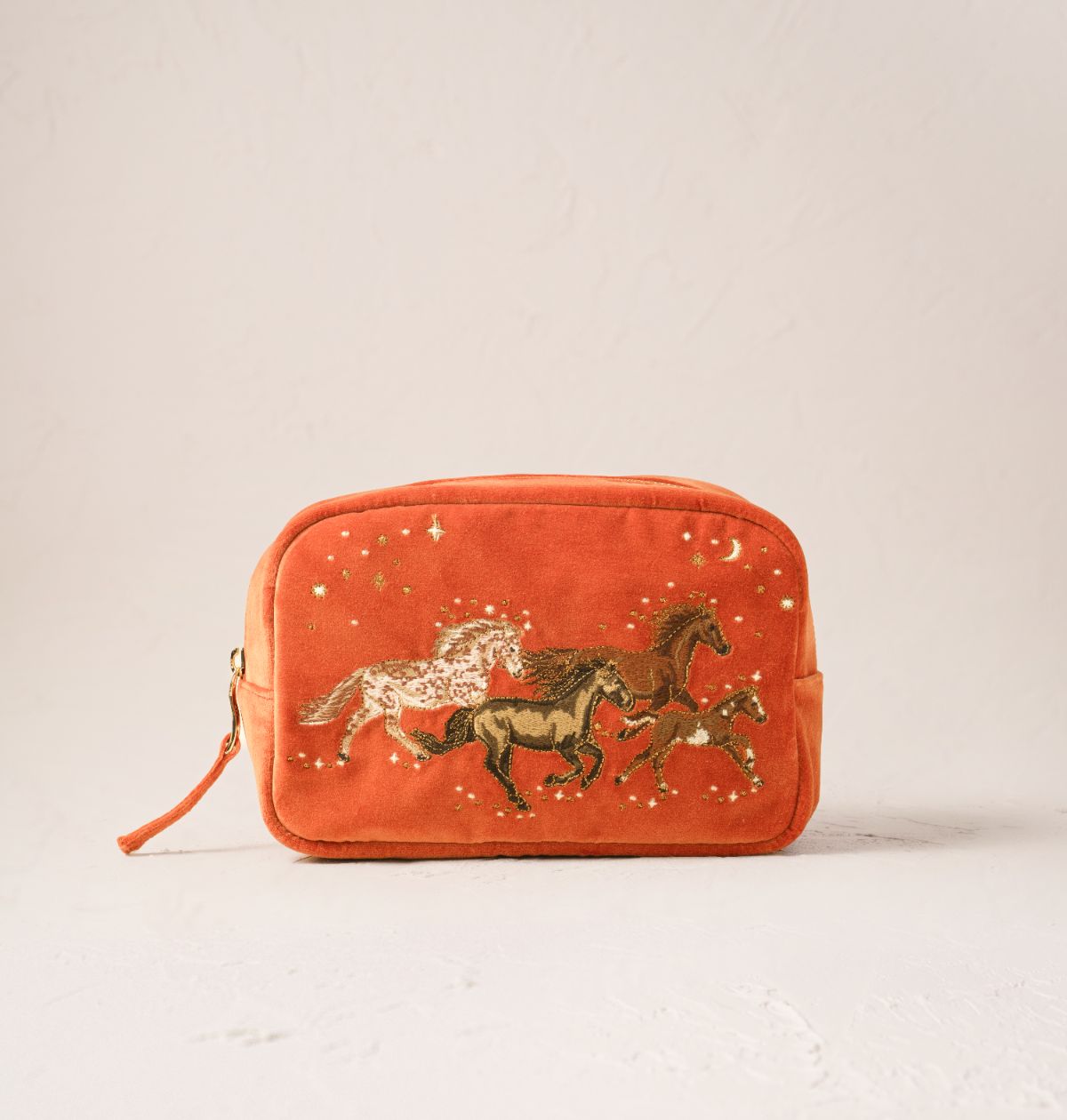 Celestial Wild Horses Makeup Bag -Terracotta