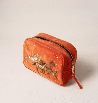 Celestial Wild Horses Makeup Bag -Terracotta