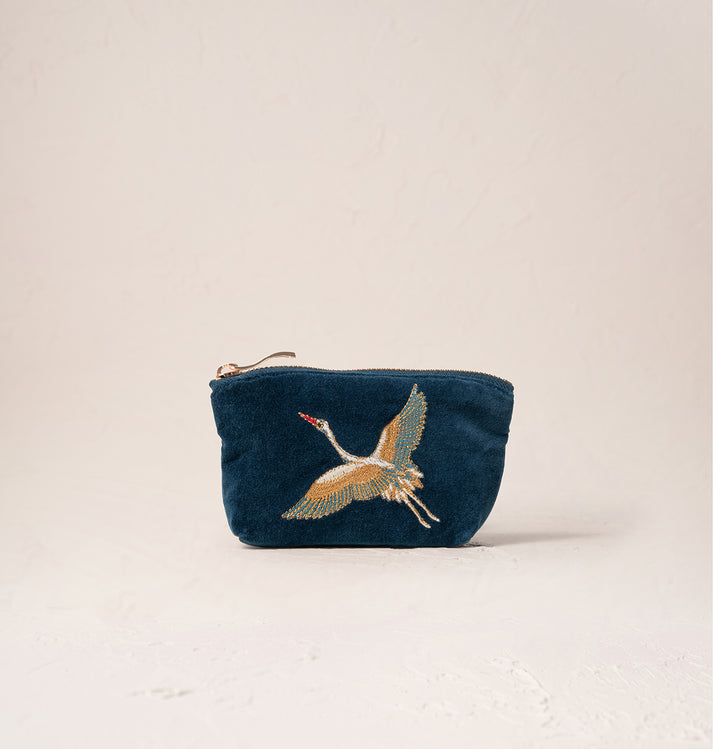 Cranes Coin Purse - Ink Blue