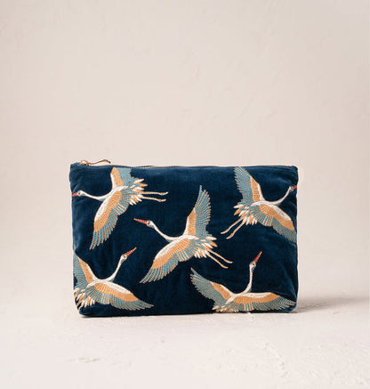 Cranes Everyday Pouch - Ink Blue