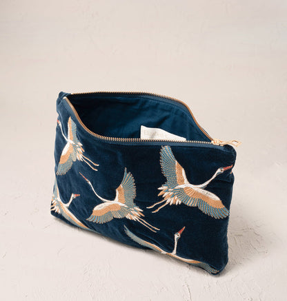 Cranes Everyday Pouch - Ink Blue