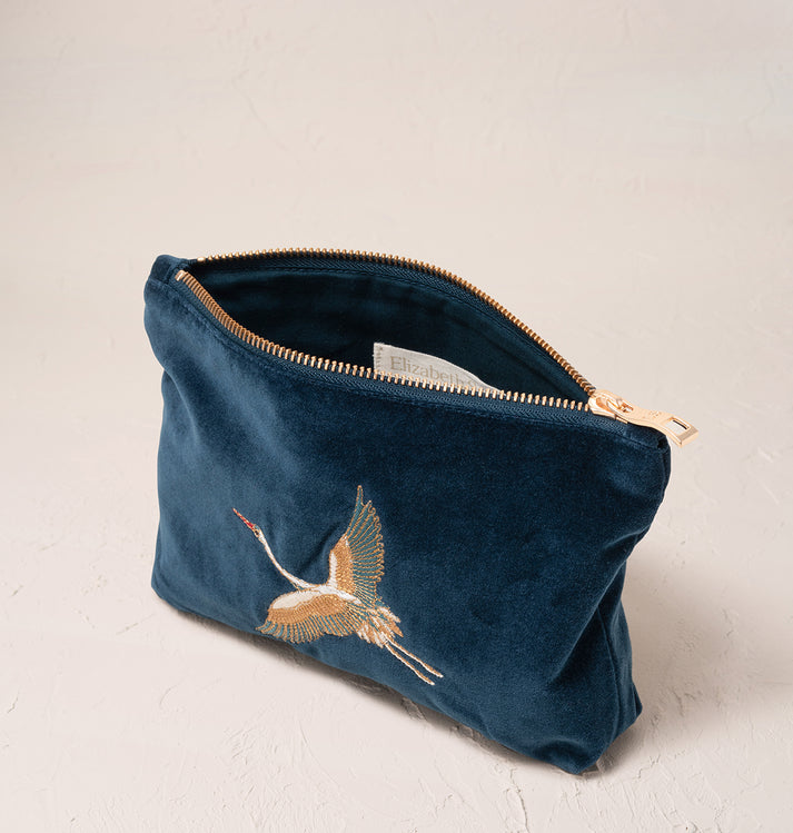 Cranes Mini Pouch - Ink Blue