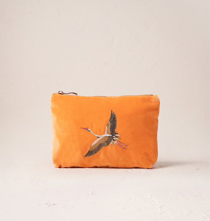 Cranes Mini Pouch - Orange