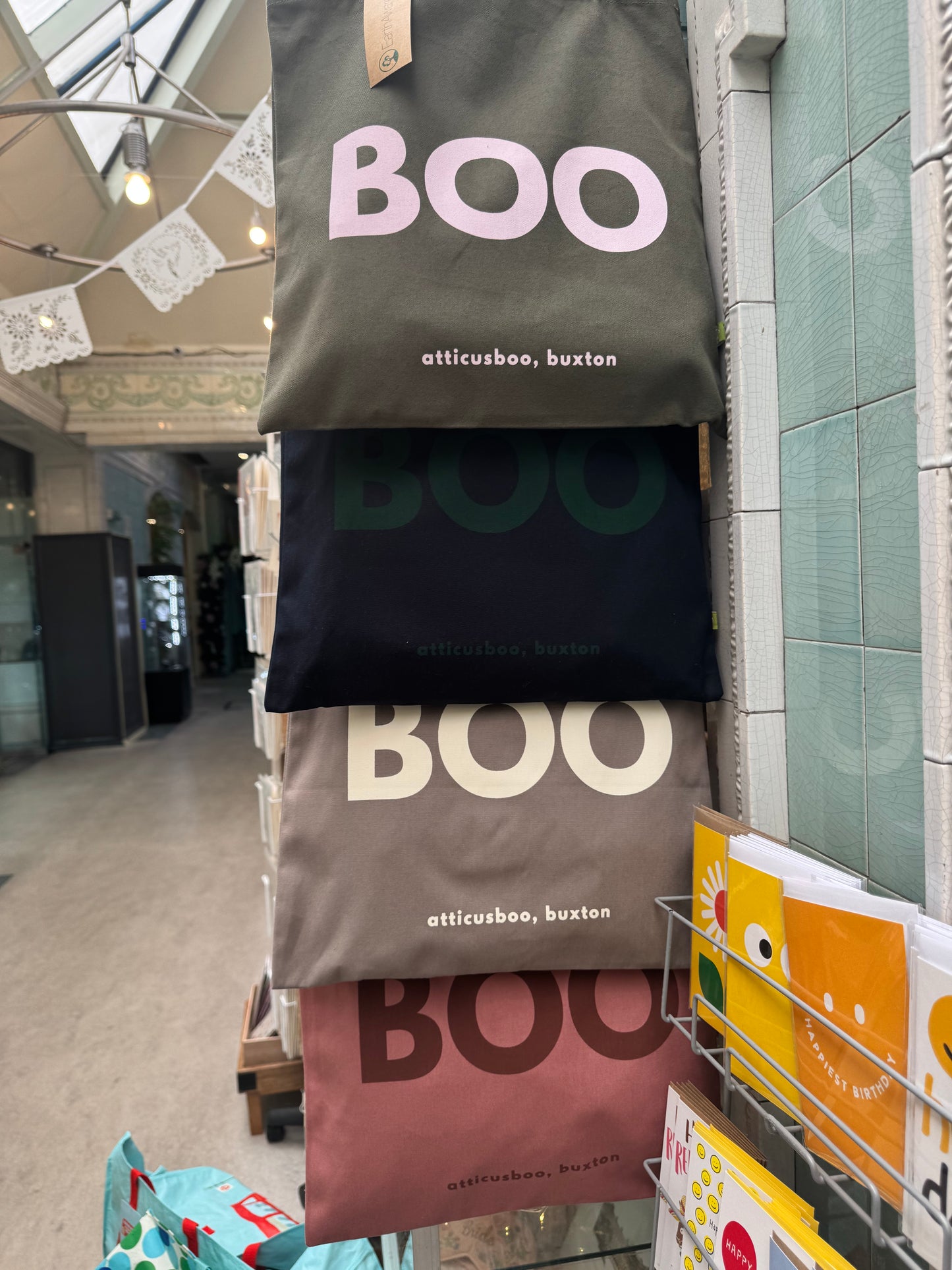 BOO tote bag - Green on Navy