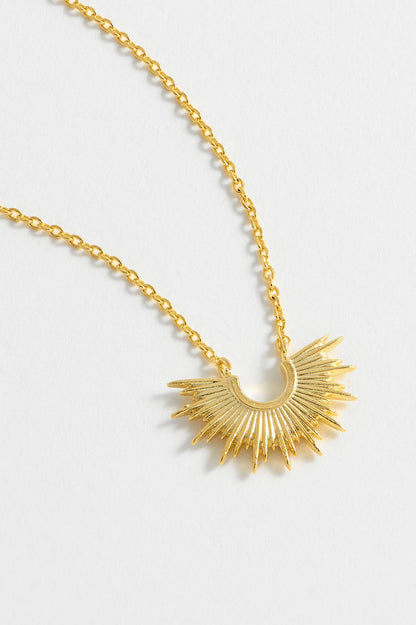Half Sunburst Gold Plated Necklace
