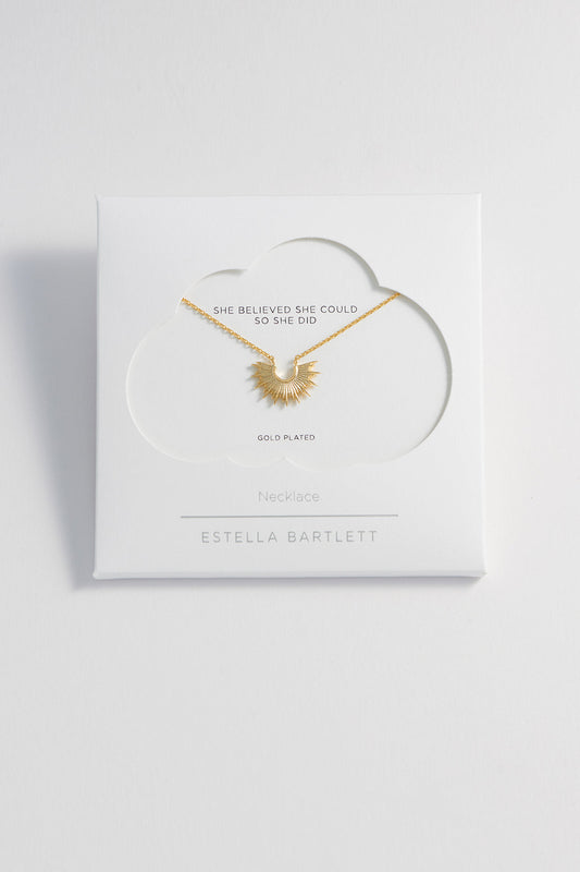 Half Sunburst Gold Plated Necklace