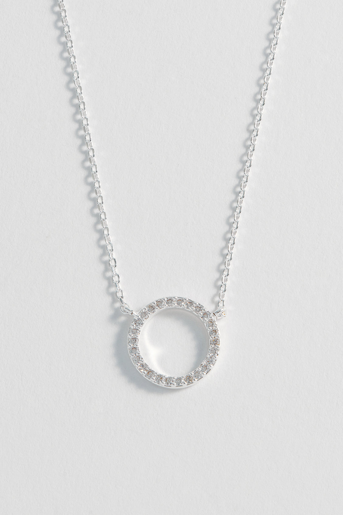 Circle CZ Necklace Silver