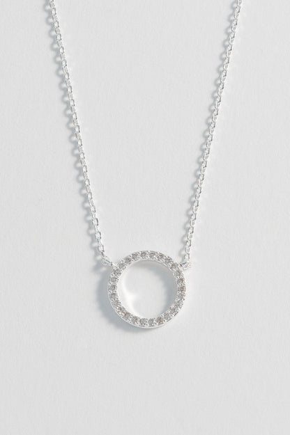 Circle CZ Necklace Silver