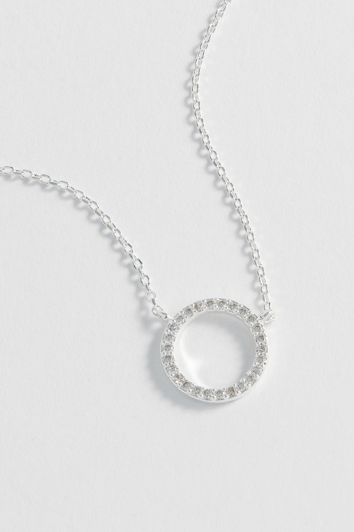 Circle CZ Necklace Silver