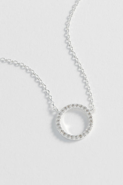 Circle CZ Necklace Silver