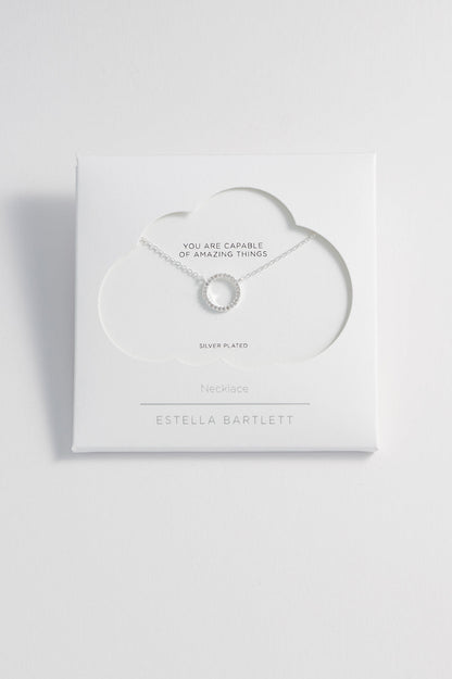 Circle CZ Necklace Silver