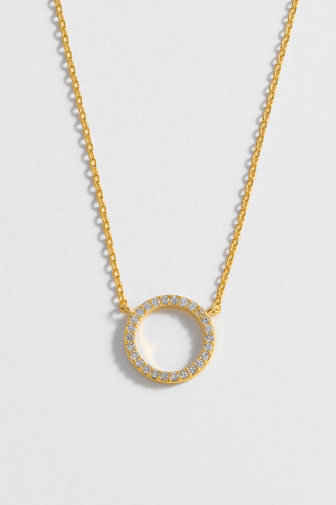 Circle CZ Necklace Gold