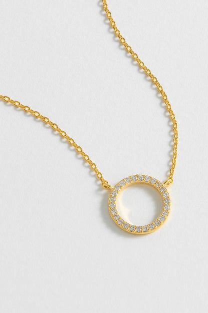 Circle CZ Necklace Gold