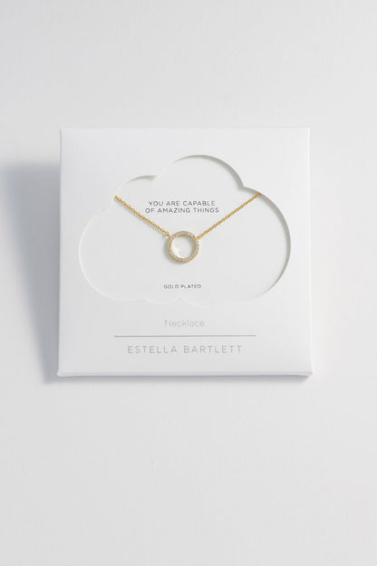 Circle CZ Necklace Gold