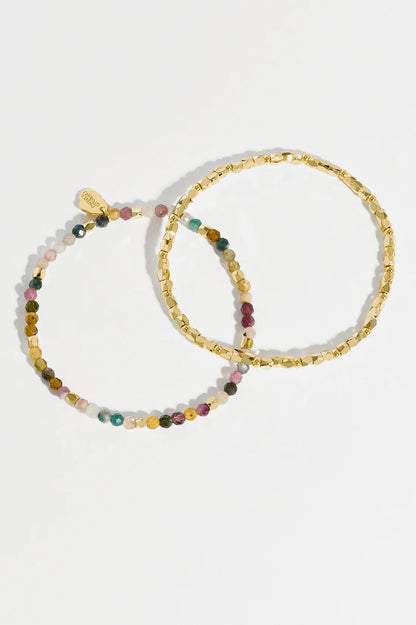 Coco Bead and Tourmaline Double Bracelet