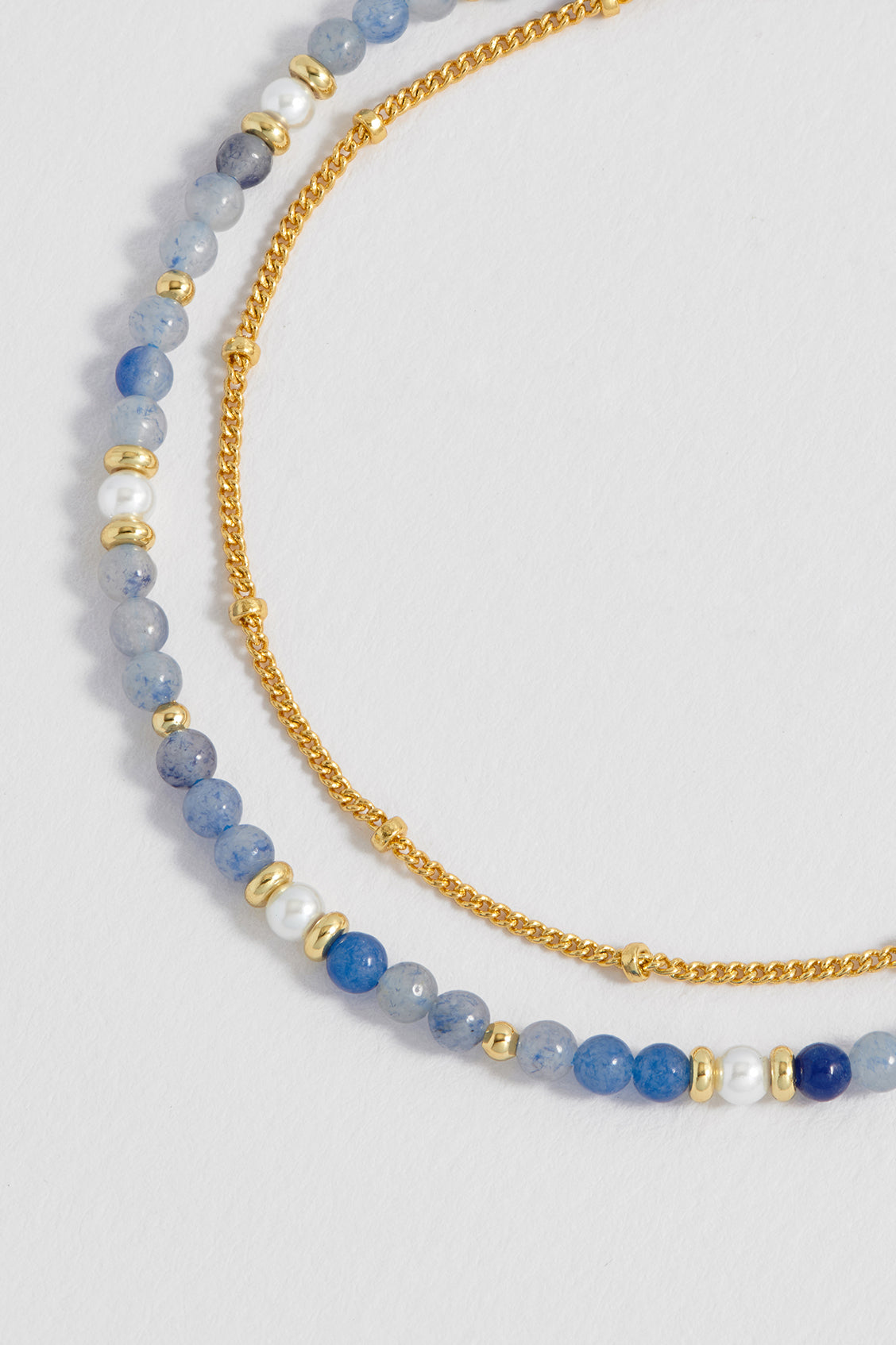 Pearl and Blue Aventurine Duo Bracelet