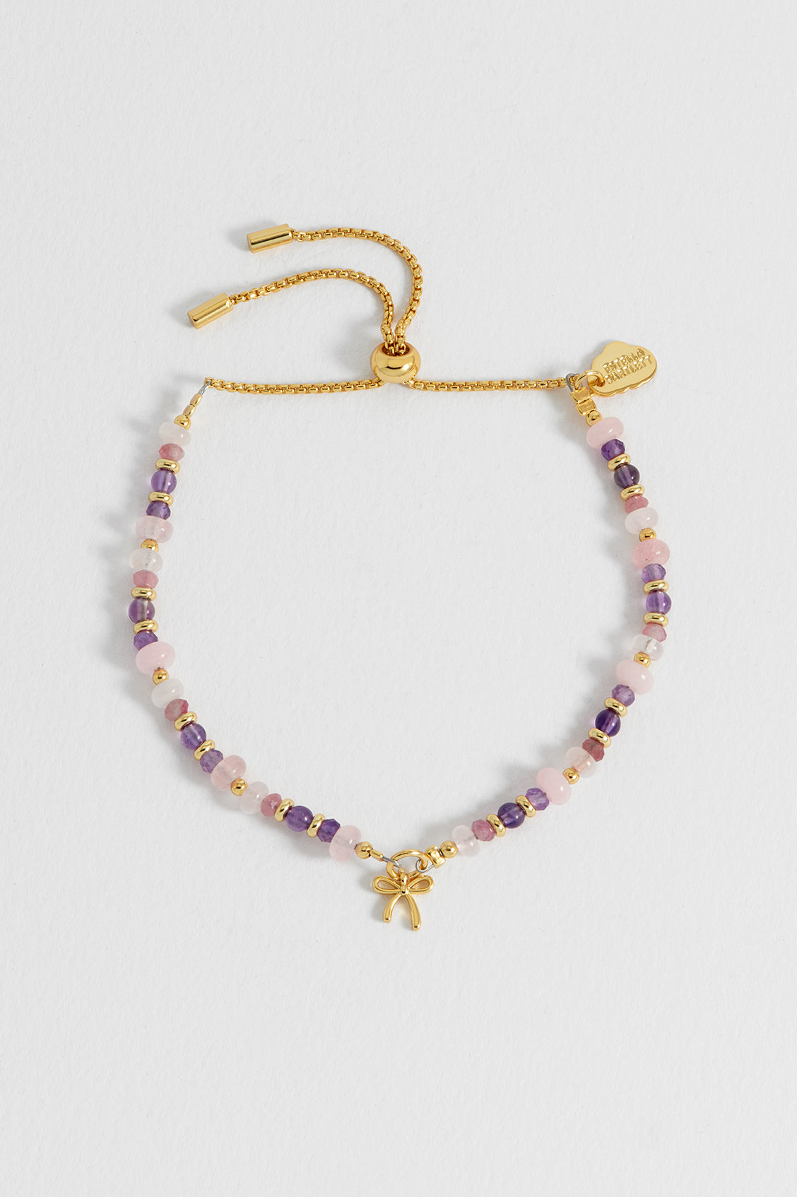 Bow Charm Faceted Purple Mix Amelia  Bracelet - Gold Plate