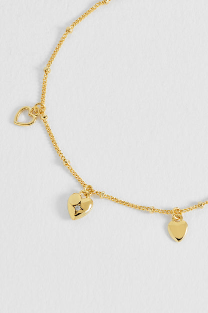 Multi Heart Charm Bracelet - Gold Plate
