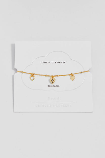 Multi Heart Charm Bracelet - Gold Plate