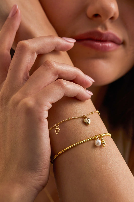 Multi Heart Charm Bracelet - Gold Plate
