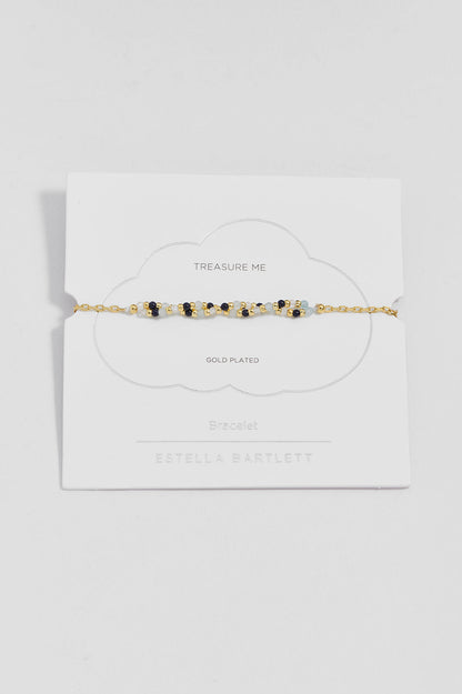 Twisted Gemstone Bead Bracelet - Gold Plate