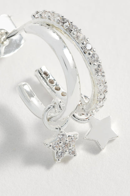 Duo Pave Star Hoops