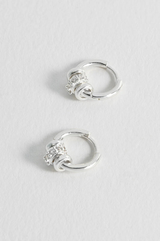 Silver Triple Disc CZ hoop Earrings