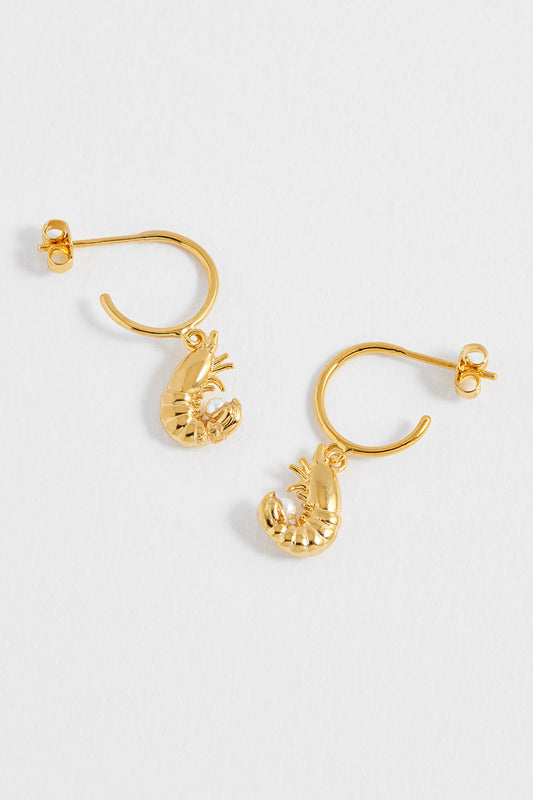 Shrimp Charm Hoops