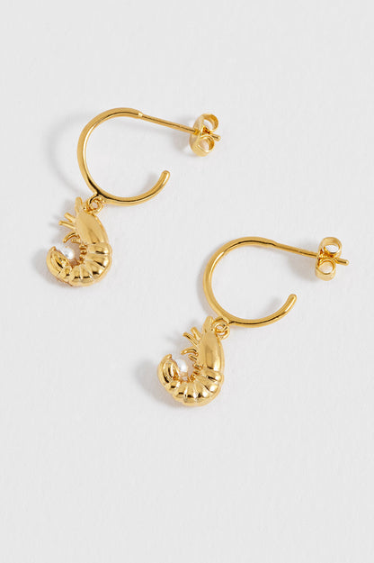 Shrimp Charm Hoops